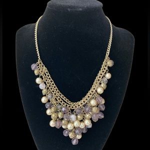 Silver Pearl/Crystal Dripping Necklace